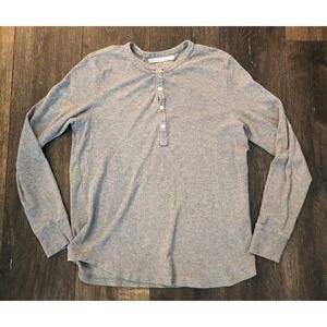 Criquet Shirt Mens Medium Grey Thermal Henley Long Sleeve Knit Dexter Morgan